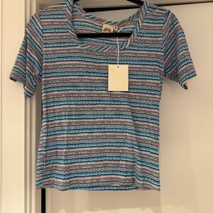 Gravel and Gold Blue and Pink Babydoll Top